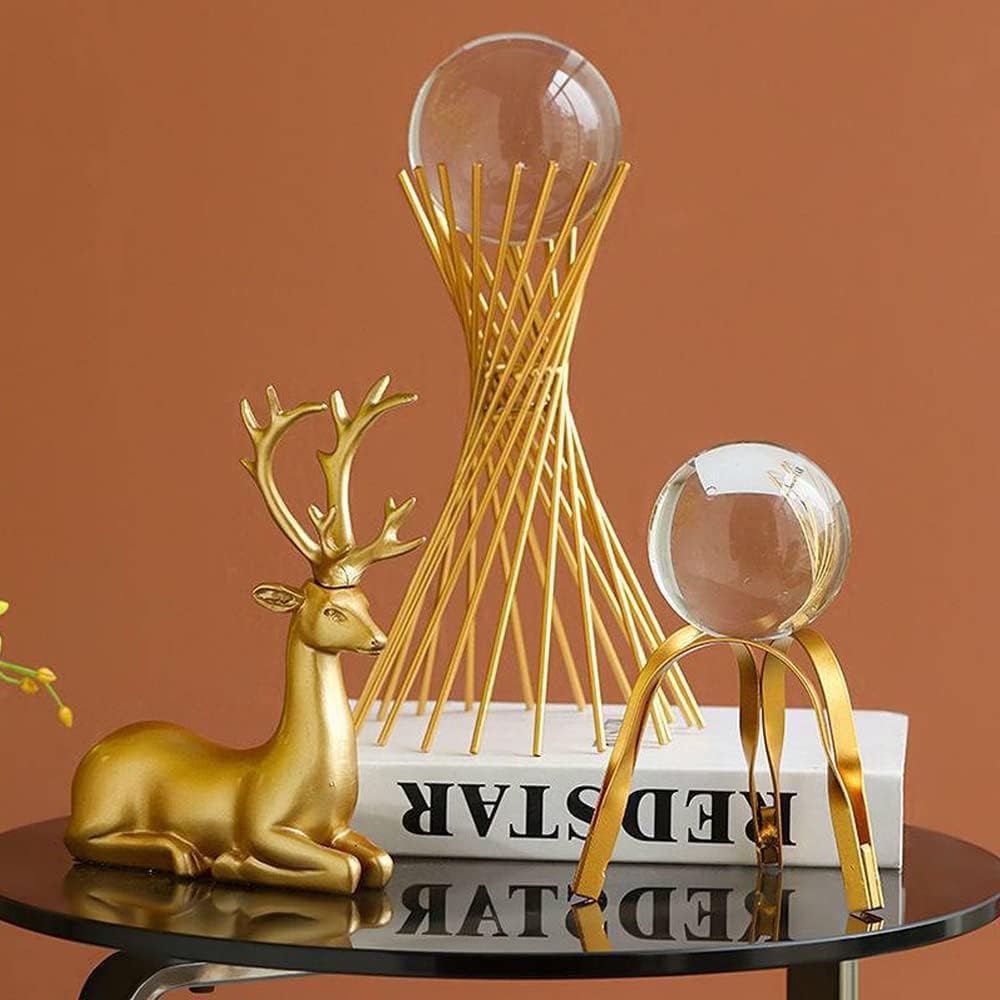 Yagzon Clear Crystal Ball with Stand, Light Luxury Crystal Sphere for Gift, Gold Art Deco for Photography Ornaments, Bookcase, Wedding, Party