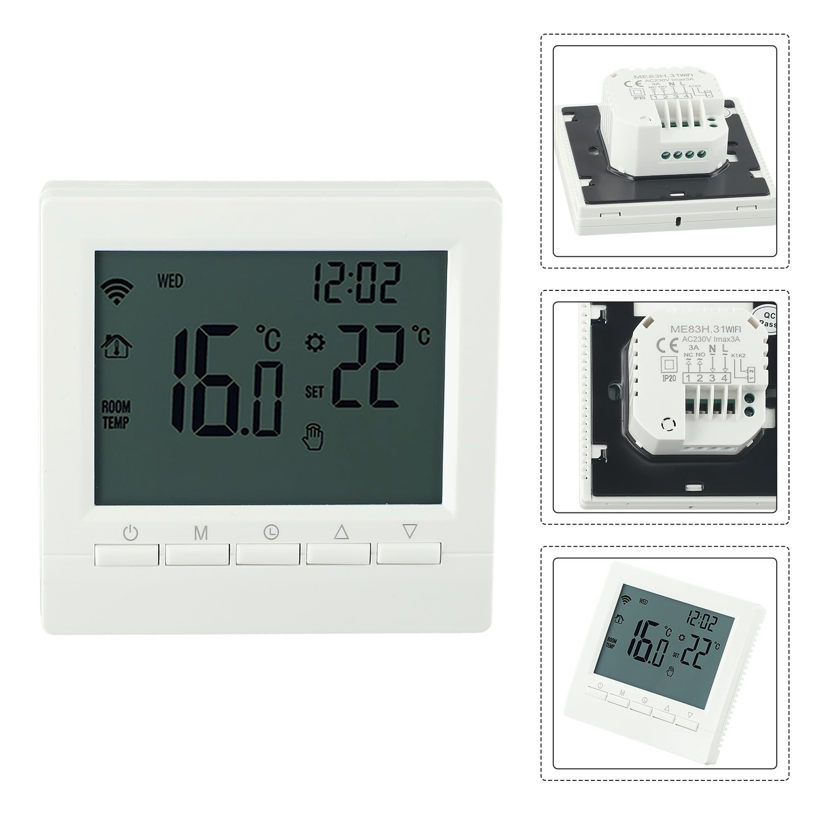 Termostato digitale per caldaia a gas e riscaldamento a pavimento elettrico, regolatore di temperatura programmabile LCD con controllo vocale, programma settimanale 5+2/6+1, blocco bambini, funzione