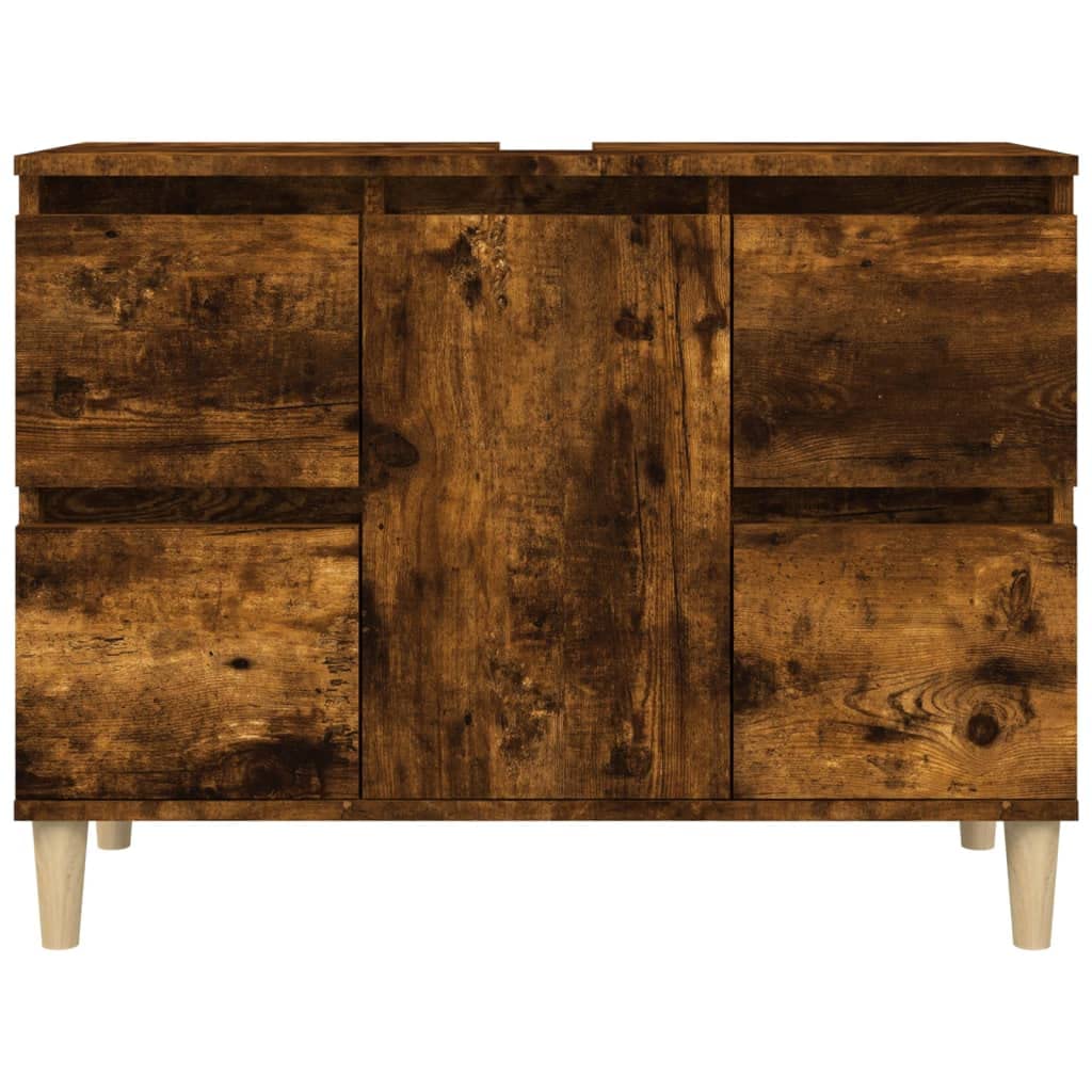 Meuble lavabo chêne fumé 80 x 33 x 60 cm bois multicouche