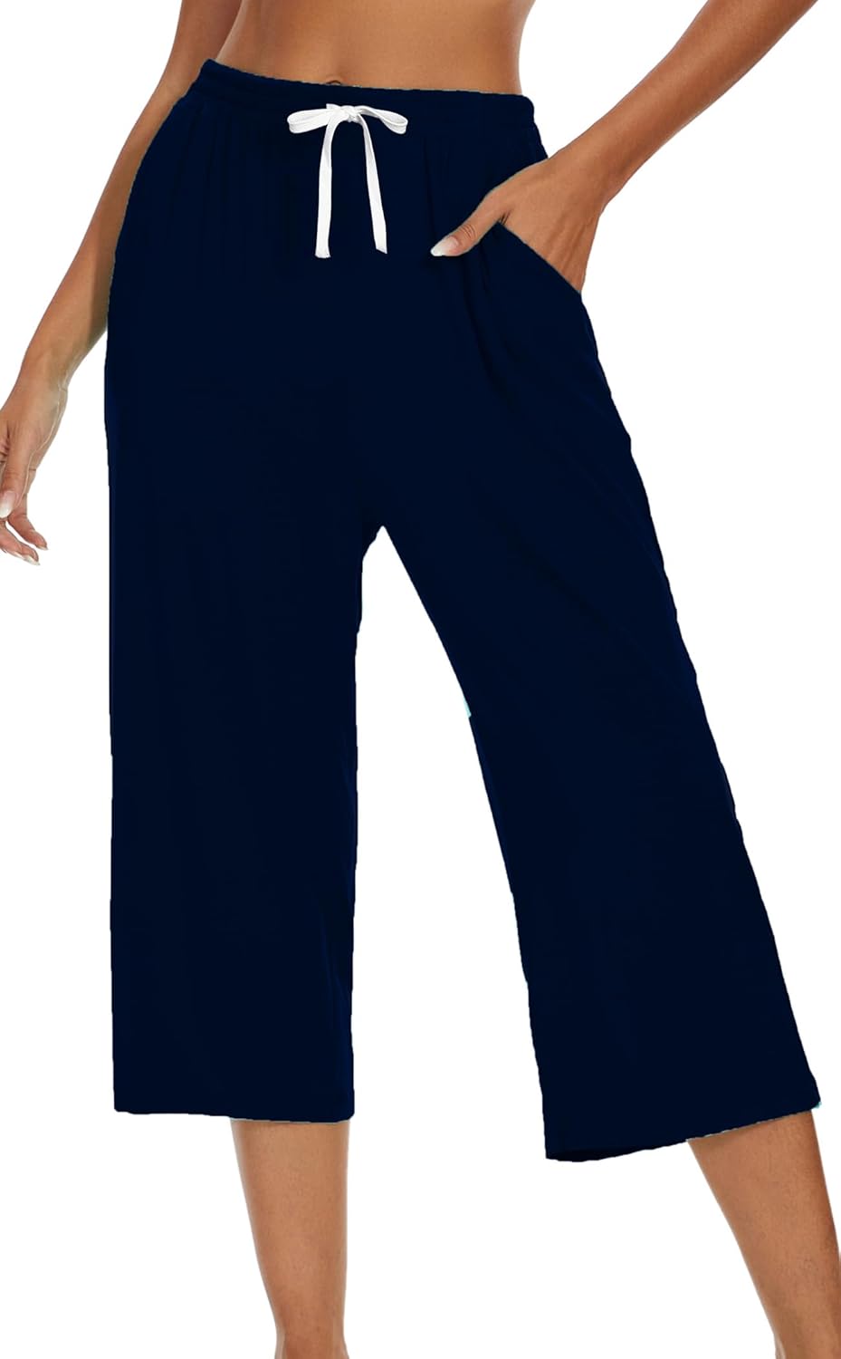 Kabento Women Pajama Pants Capri Cotton Sleep Lounge Pj Bottoms with Pockets