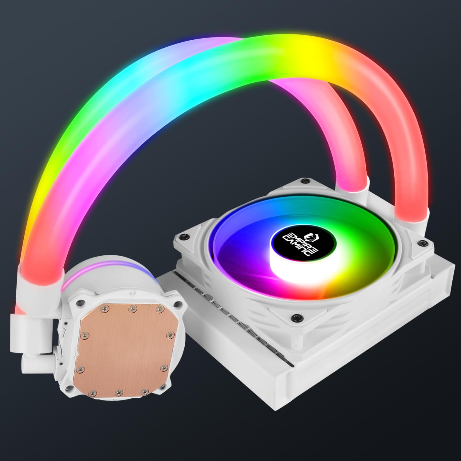 EMPIRE GAMING – Guardian P-W120 Watercooling AIO PC Gamer - Refroidissement de CPU Liquide ARGB 3 Pins 5V - 1x120MM - Intel LGA 1700/1200/115X/1366/2066/2011,AMD AM5/AM4 - Blanc