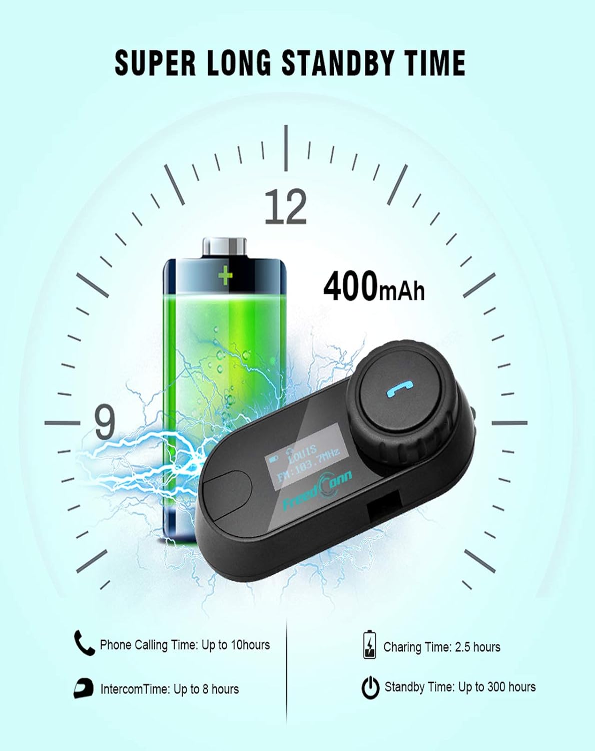 FreedConn TCOM-SC Battery Life and Charging