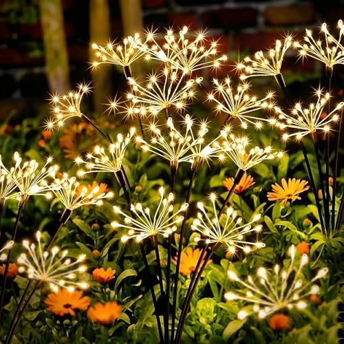 yowin Lampe Solaire Exterieur Jardin 2 Pièces LED Feu d'artifice Solaire, 8 Modes Éclairage Extérieur Luciole Solaire, Étanche Lumière Solaires pour...