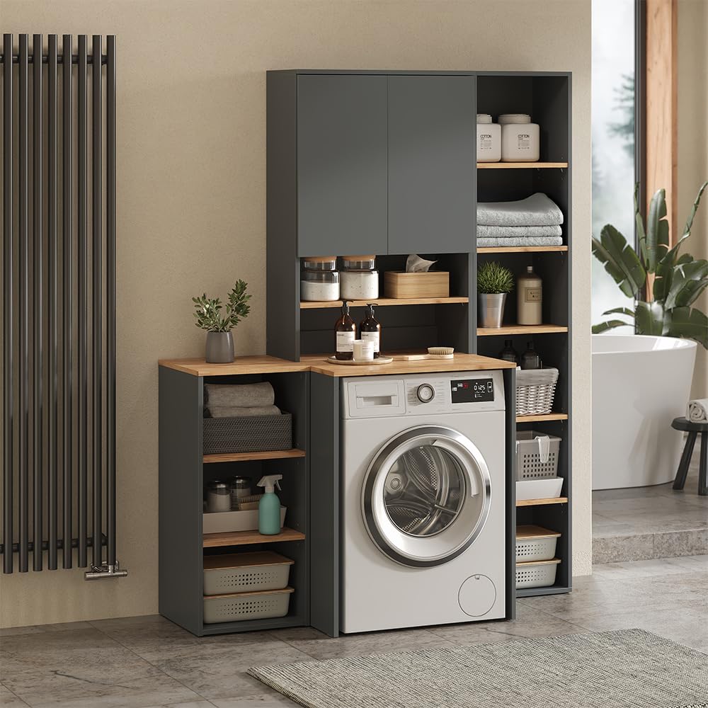 Vicco Armoire Machine à Laver Viktor, Anthracite/chêne doré, 68x88.2cm, pour Un Rangement Peu encombrant au-Dessus des Machines à Laver