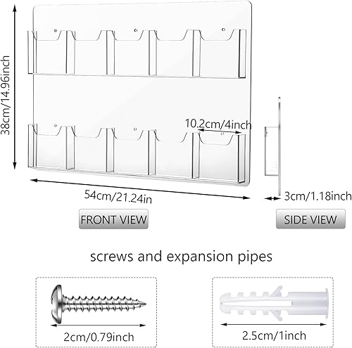 Miniatura 2 de Eersida Soporte de acrílico para folletos de 10 bolsillos, soporte de exhibición para folletos, soporte de ranura múltiple para negocios, soporte de