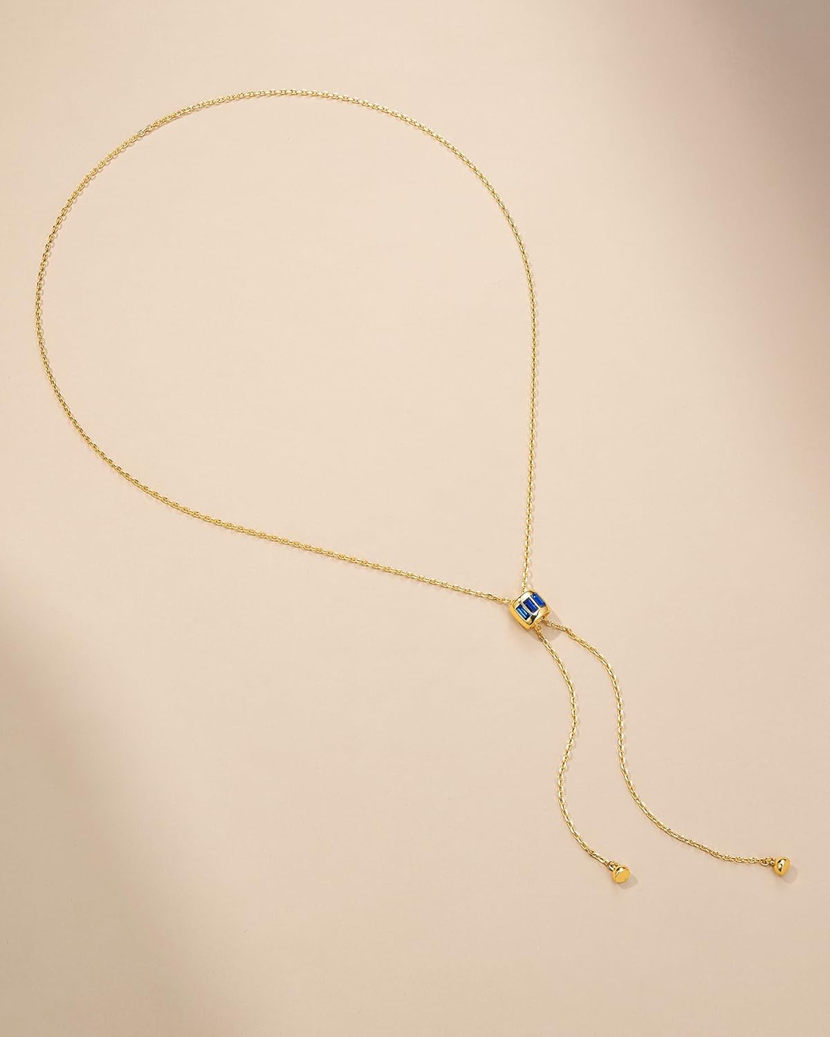 Visit the SNGIA Store Long Drop 18K Gold Plated Stacked Layered Lariat FULLY ADJUSTABLE Pull Through Blue Sapphire CZ Tassel Chain Pendant Necklace For Women by SNGIA, Dainty Trendy Gemstone Bolo Slip Sweater Statement Jewelry Gifts, Bohemian Vintage Handmade Unique Exaggerated Cute Thin Skinny Dainty Chain, Summer Beach Fashion Nickle Free Rhinestone Accessories - Image 5