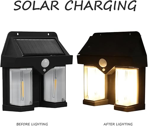 Miniatura 3 de GALPADA 2 luces solares para valla al aire libre, bombillas de filamento de tungsteno para exteriores, lámparas de pared alimentadas por energía