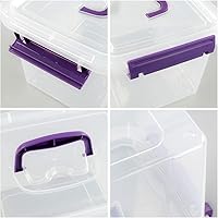 Vista 4 de Caja de almacenamiento de plástico de 6 cuartos de galón con tapas y asas, 6 paquetes