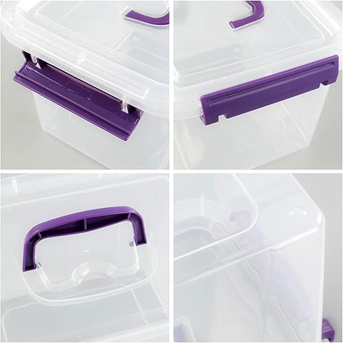 Miniatura 4 de Caja de almacenamiento de plástico de 6 cuartos de galón con tapas y asas, 6 paquetes