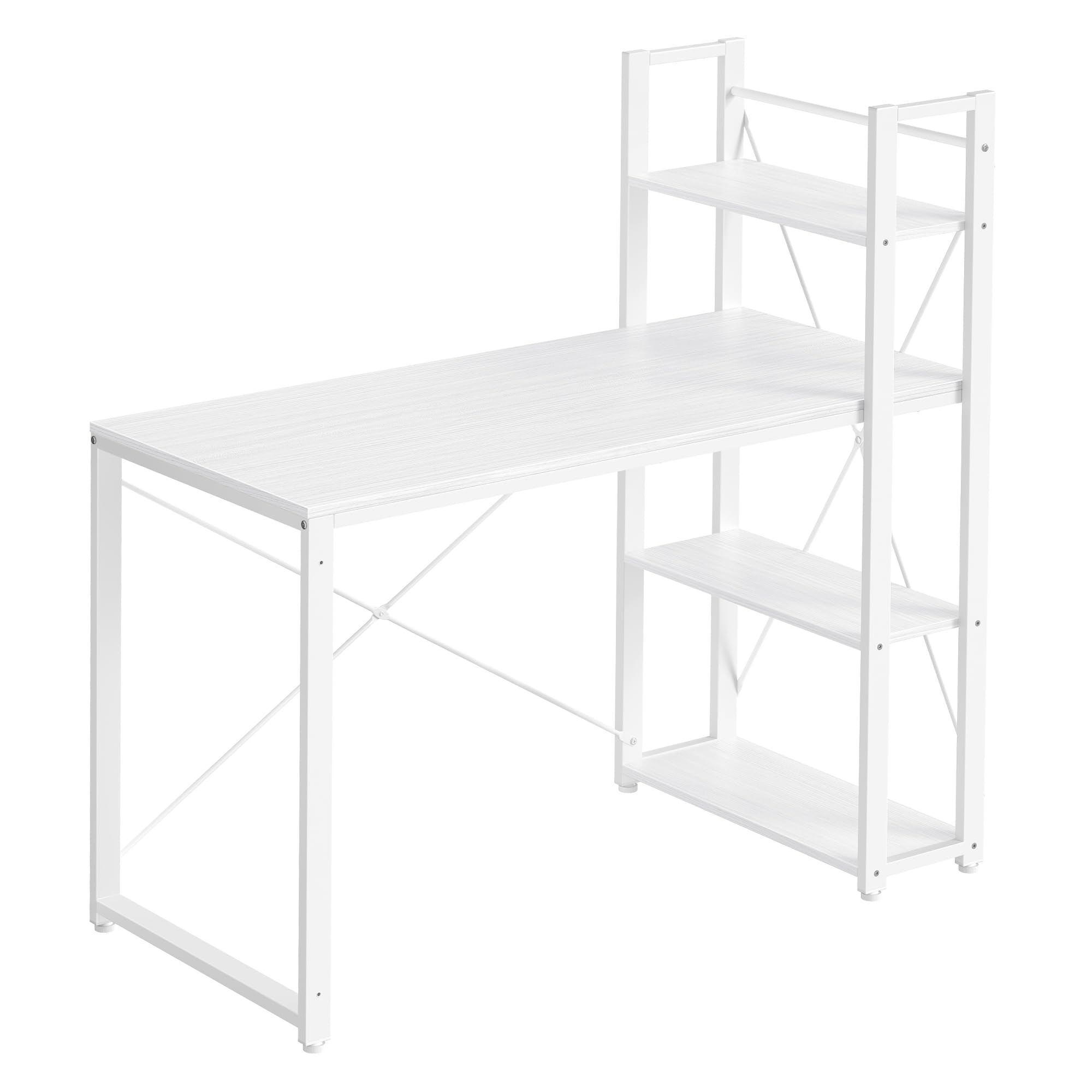 VASAGLE Scrivania con ripiani reversibili a sinistra o a destra, lunghezza 120 cm, tavolo da computer, per ufficio a casa, montaggio semplice, bianco acero LWD048W44