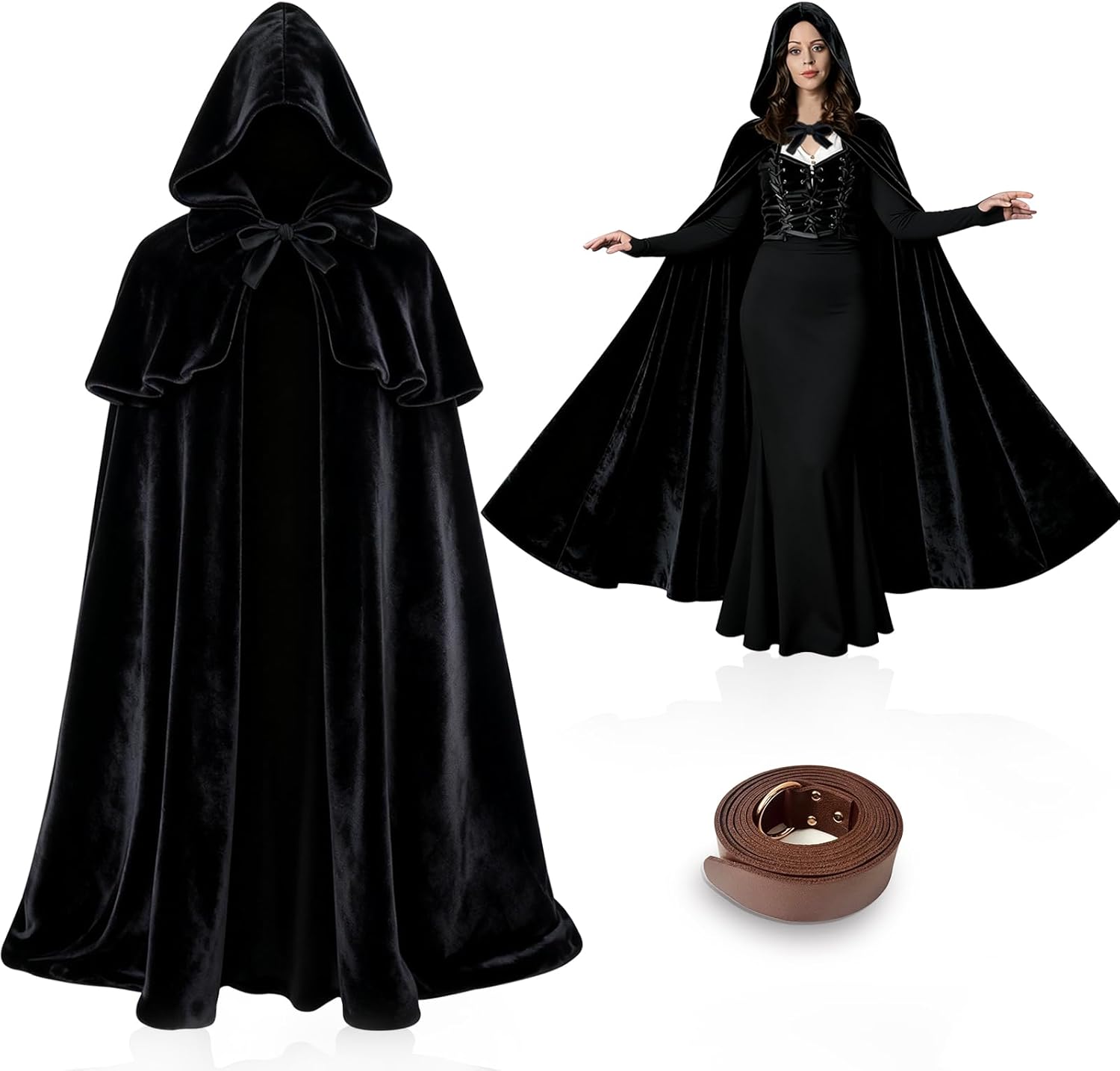 Sunlisky Renaissance Costumes Cloak with Hood Arm Holes Women Medieval Hooded Cape for Halloween Cosplay