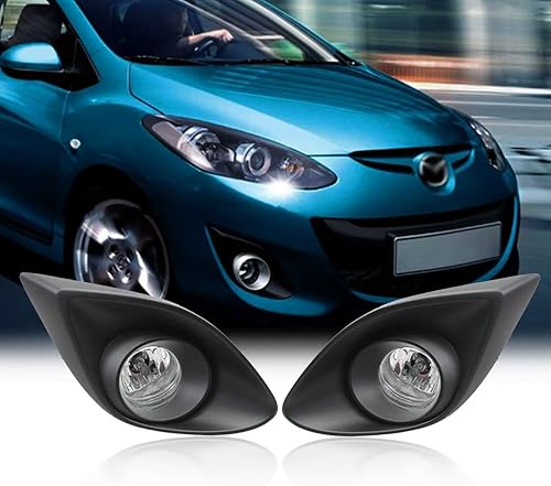 Auto-Tech - Lámparas antiniebla transparentes de repuesto para Mazda 2 M2 2010-2014 Kit de montaje de faros antiniebla delanteros (un par)
