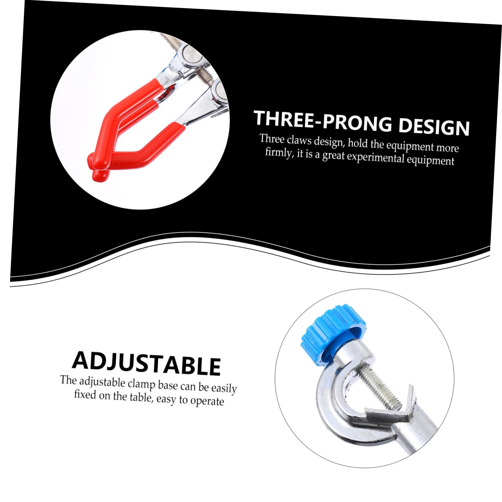 SOLUSTRE 3pezzi Pinza Da Laboratorio Con Tre Artigli Supporto Per Flask e Tubo Di Condensazione Design Ergonomico e Facile Da Usare Per Esperimenti Di Chimica e Fisica