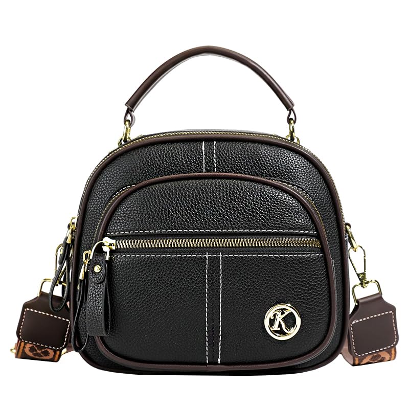 AISIWAN Casual Bucket Bag - Vegan Leather Crossbody Bag For Women, Mini Drawstring Purse, Elegant Evening Clutch (Black/Coffee/Khaki)