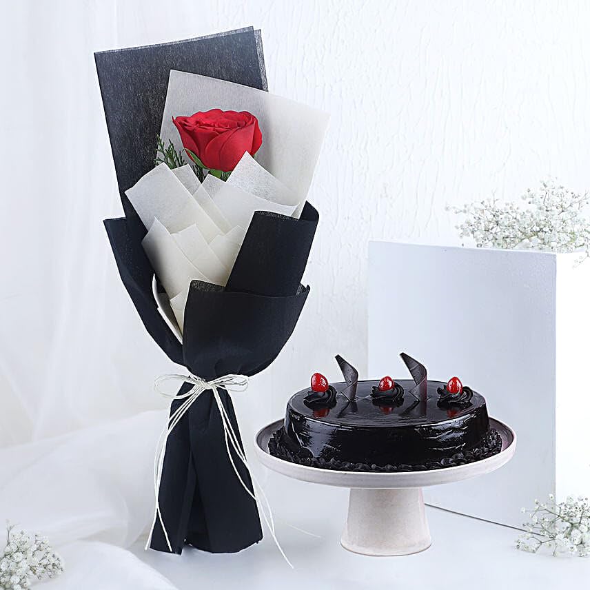 FNP Love Red Rose Bouquet & Truffle Cake – Classic Wedding Gift Full of Love & Warm Wishes-image-32