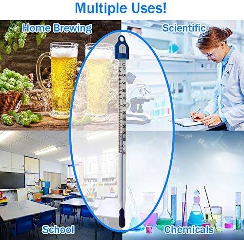 Glass Thermometer -10 to +110 155 mm Lab & Scientific Products For Measuring Water Liquid Home Brew Wine and Beer Or For Laboratory Lab Scientific Use Made In UK