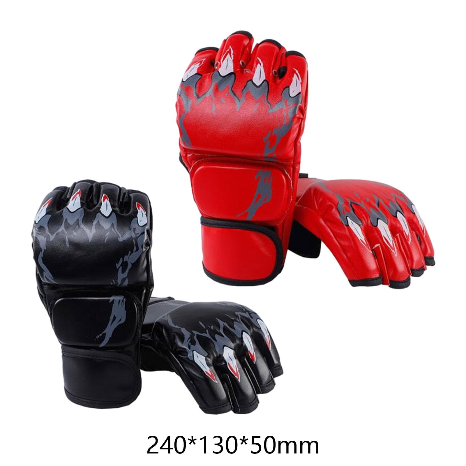2 Paires de Gants MMA, Sac d'arts Martiaux, Gants de de Boxe Demi-Doigt pour Muay Thai