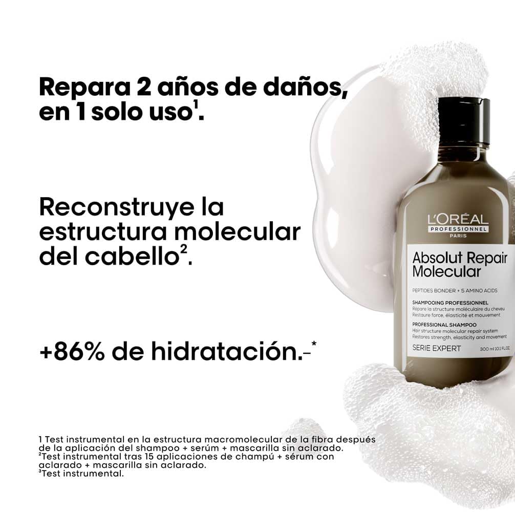 L’Oréal Professionnel, Rutina Con Champú Profesional 300 ml y Recambio 500 ml, Nutre en Profundidad y Fortalece el Cabello, Para Pelo Seco, Fórmula Patentada, Absolut Repair Molecular