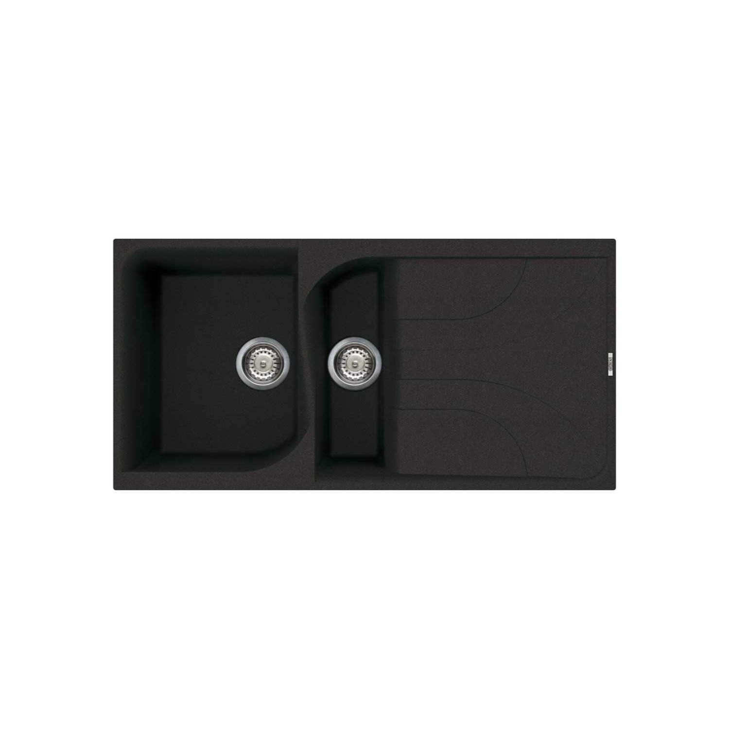 Reginox Black Ego475-B 1.5 Bowl Regi-Granite Composite Sink With Reversible Drainer Metaltek