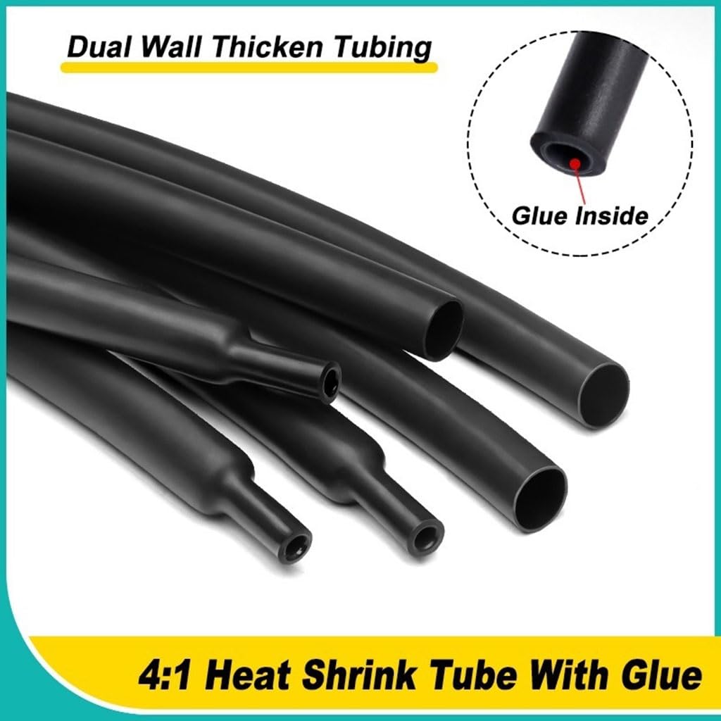 Tubo Termorretráctil Negro 4:1 con Pegamento 4 6 8 12 16 20 24 32 40 52 72mm Grueso De Doble Pared Funda Protectora Cable Retráctil(40mm,3 Meters)