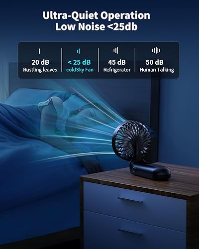 Miniatura 6 de Ventilador portátil plegable con pantalla LED, funciona con pilas de 3000 mAh, mini soporte de manocuelloescritorio, pequeño ventilador personal 3
