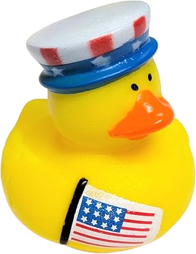 Miniatura 5 de Patos de goma geniales del 4 de julio con bandera de Estados Unidos (2 pulgadas) tamaño estándar. (paquete de 12) lindos juguetes de piscina de pato