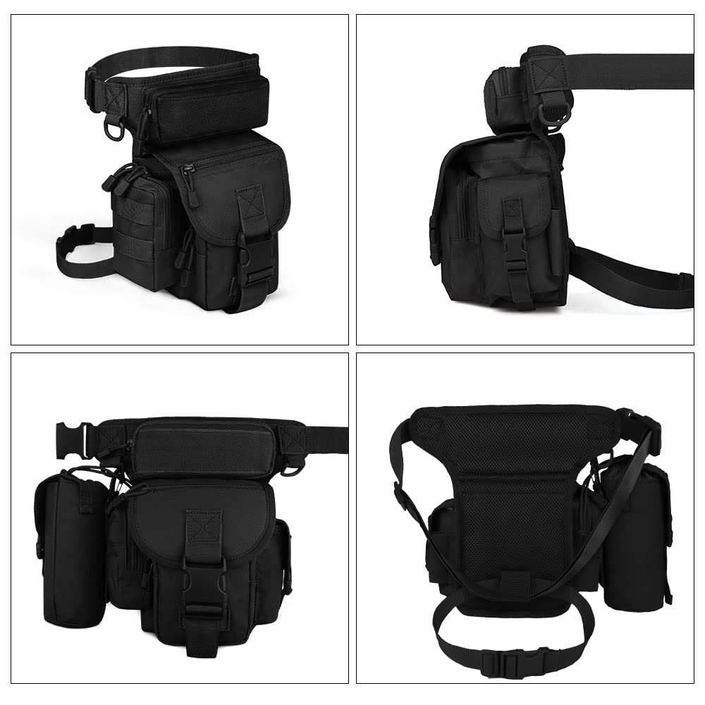 Flintronic Marsupio Cosciale Tattico Militare, Multifunzionale Drop Leg Marsupioper Campeggio Escursionismo Ciclismo Viaggio Trekking Con Borsa per Bottiglia D'acqua Rimovibile