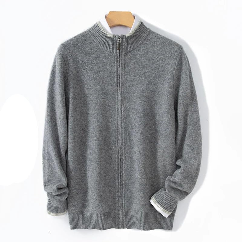 Men's Wool Sweater Cardigan Half High Neck Color Blocked Knitted Sweater Loose Casual Zipper Jumper2