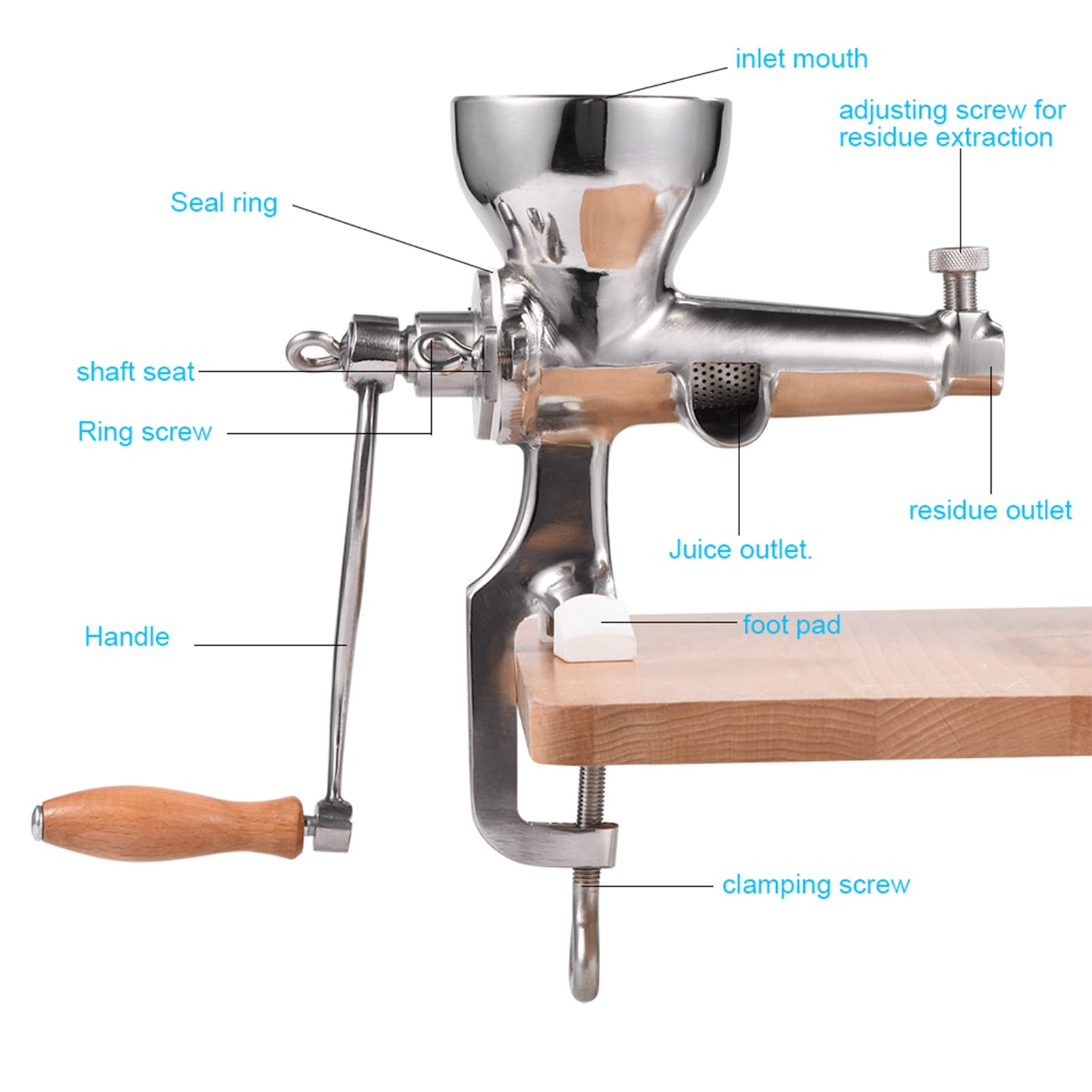 Presse-agrumes Manuel D'herbe De Blé, Presse-agrumes à Manivelle, Outil D'extraction De Jus En Acier Inoxydable Pour Gingembre, Céleri, Pomme, Raisin, Légumes