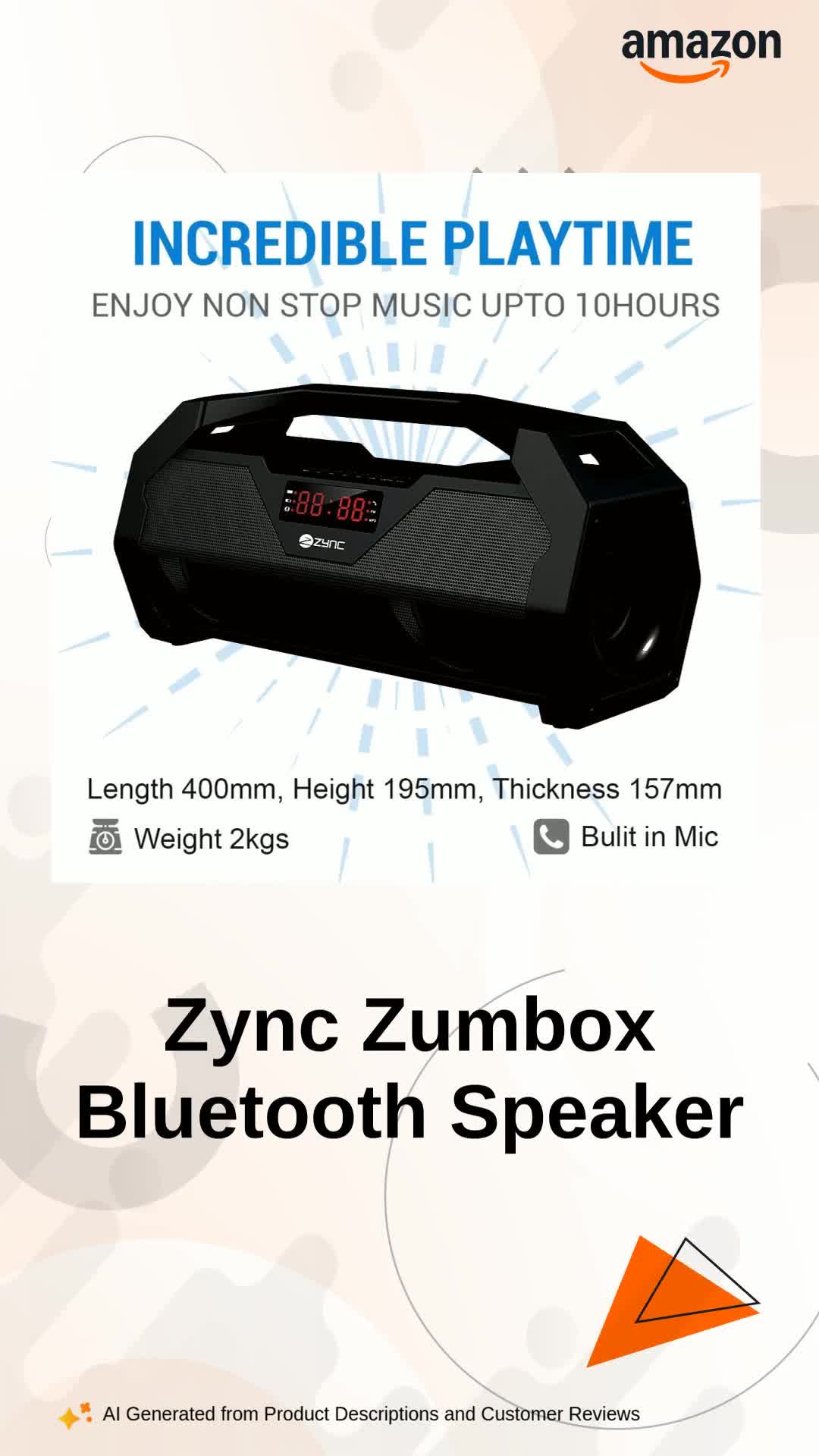 Zync Zumbox Bluetooth 5.0 Boombox Portable Speaker 32W Output,10