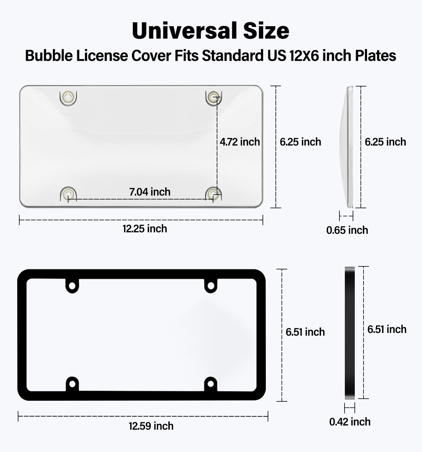 Paquete de 2 Cubiertas y Marcos Transparentes para matrícula, Soporte para Placas de matrícula de automóvil Que se Adapta a Cualquier Placa estándar de Estados Unidos con Tapas de Tornillos