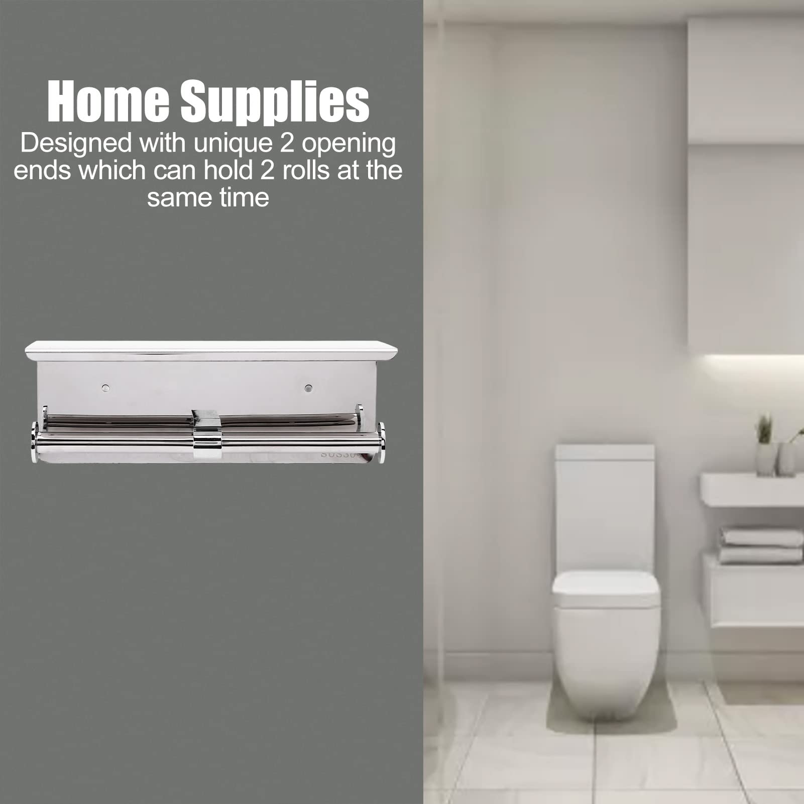 Tyenaza Portarrollos De Papel Higiénico De Doble Extremo, Portarrollos De Papel Higiénico Montado En La Pared Acero Inoxidable 304 para Cocina De Baño