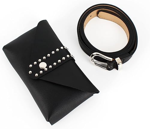 Miniatura 2 de Riñonera con remache punk para mujer, con cinturón, bolsa para teléfono celular, para viajes, entrenamiento, correr, senderismo