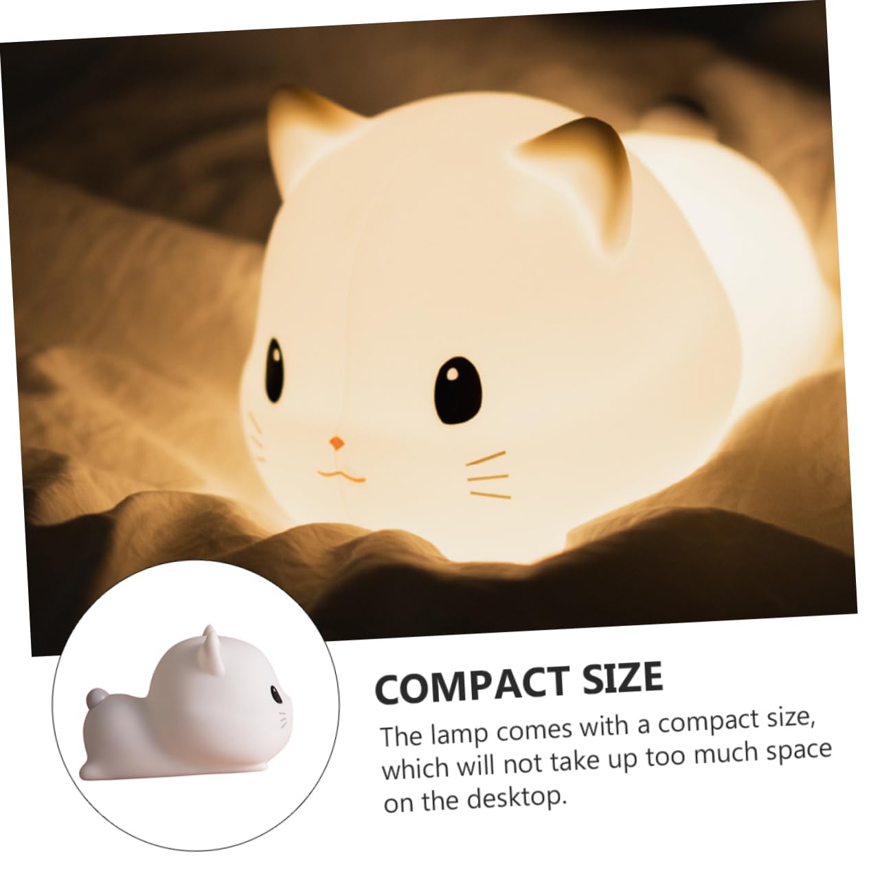Veemoon Luce Notturna USB a Forma di Gatto in Silicone Bianco