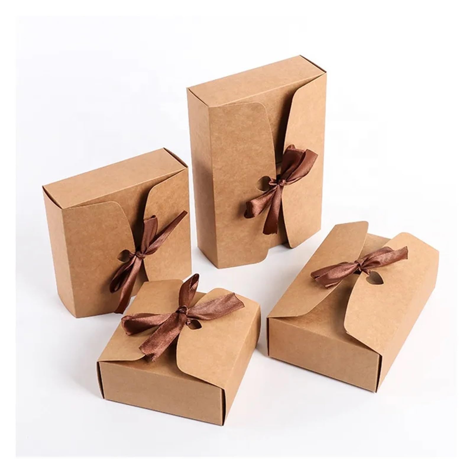 Cajas De Recuerdos De Boda 10 cajas de papel plegables for regalos de boda, de una sola pieza, for sorpresa de San Valentín.(Brown,20.8x14x5cm)