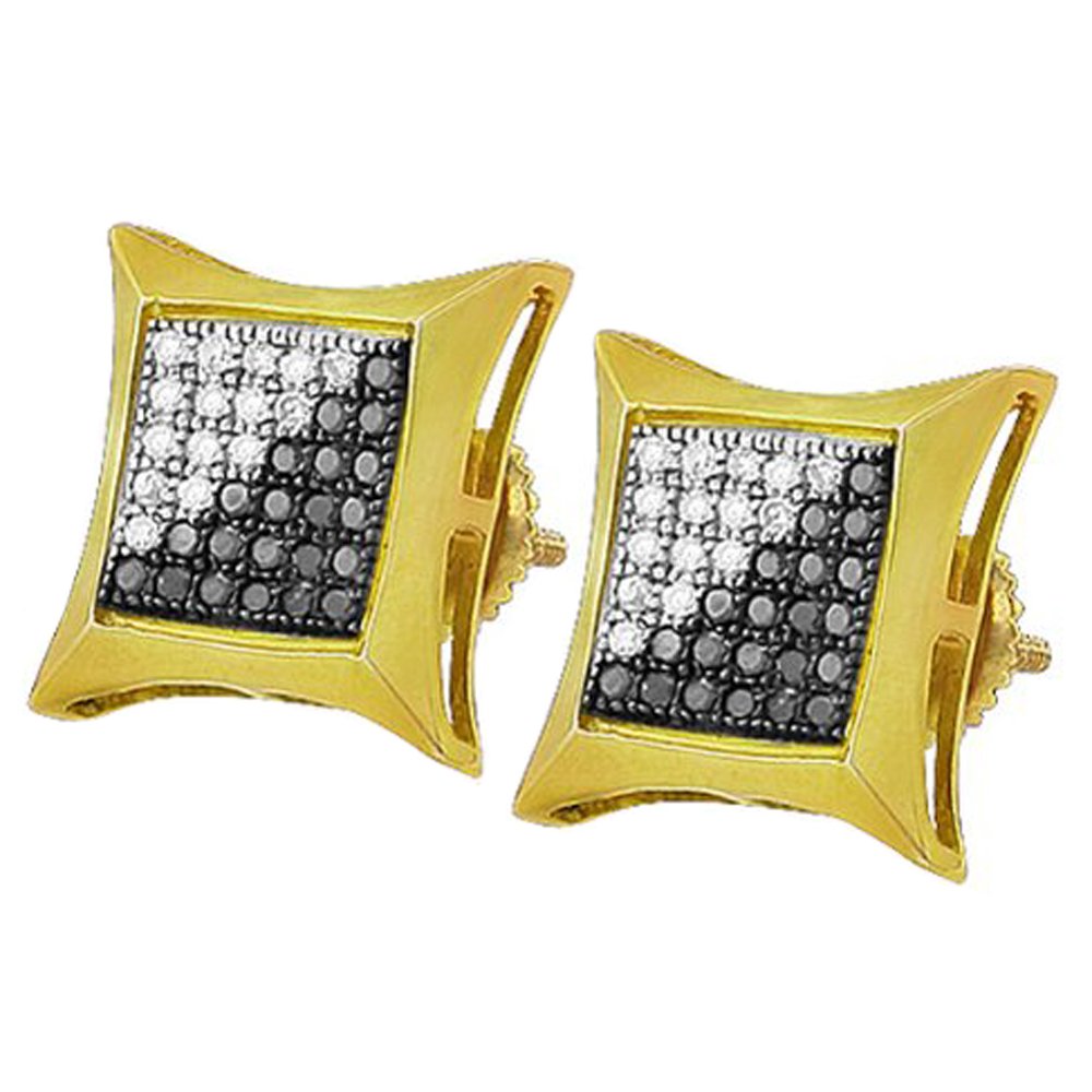 Orecchini a perno da uomo in argento Sterling 0,10 carati (ctw) con vero diamante a forma di aquilone, stile hip hop ghiacciato, Argento sterling, Diamante