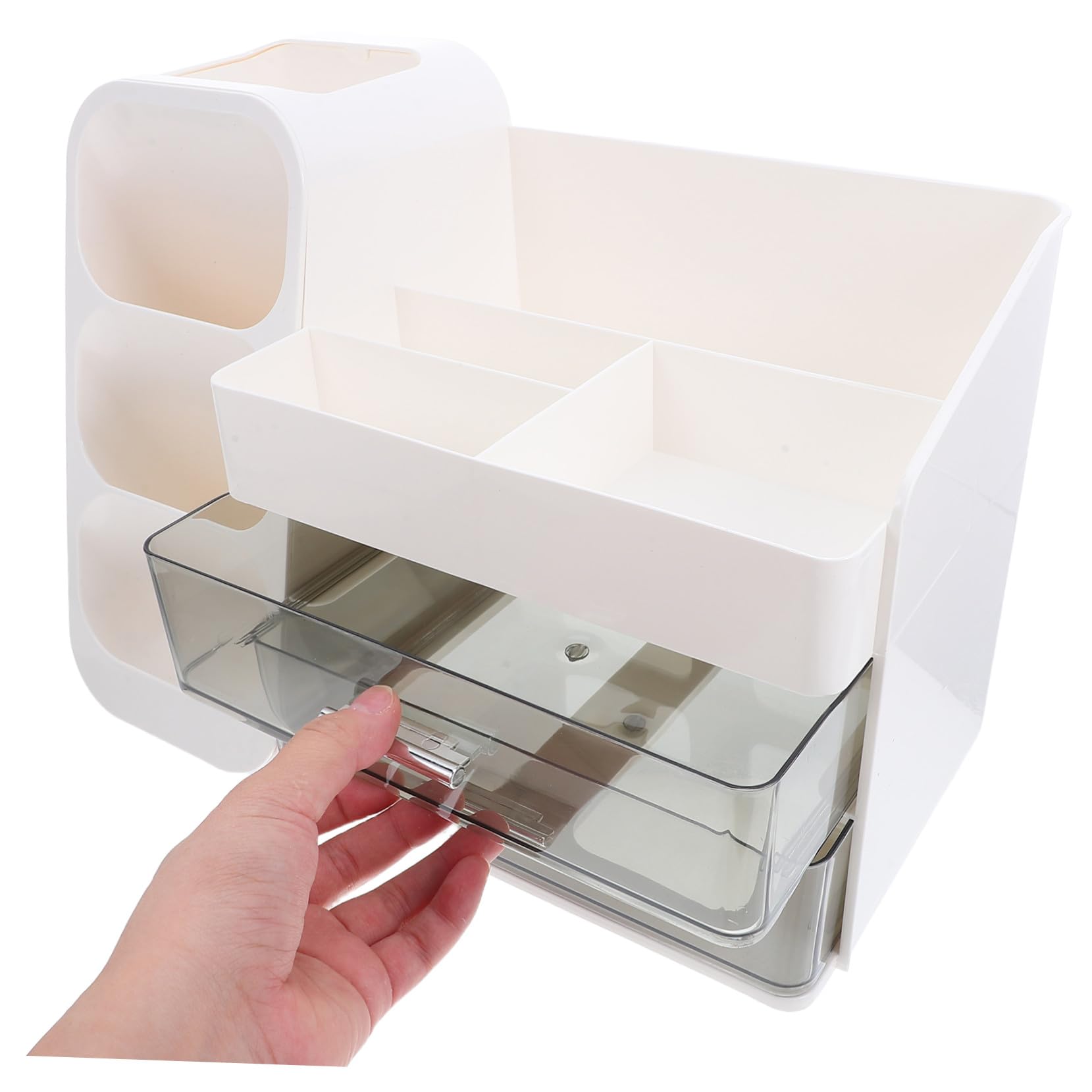 MAGICLULU Multifunktionaler Kosmetik Organizer mit Großer Kapazität Weißer Aufbewahrungsbox für Make-up Lippenstifte und Hautpflege für Schminktisch Schlafzimmer und Badezimmer