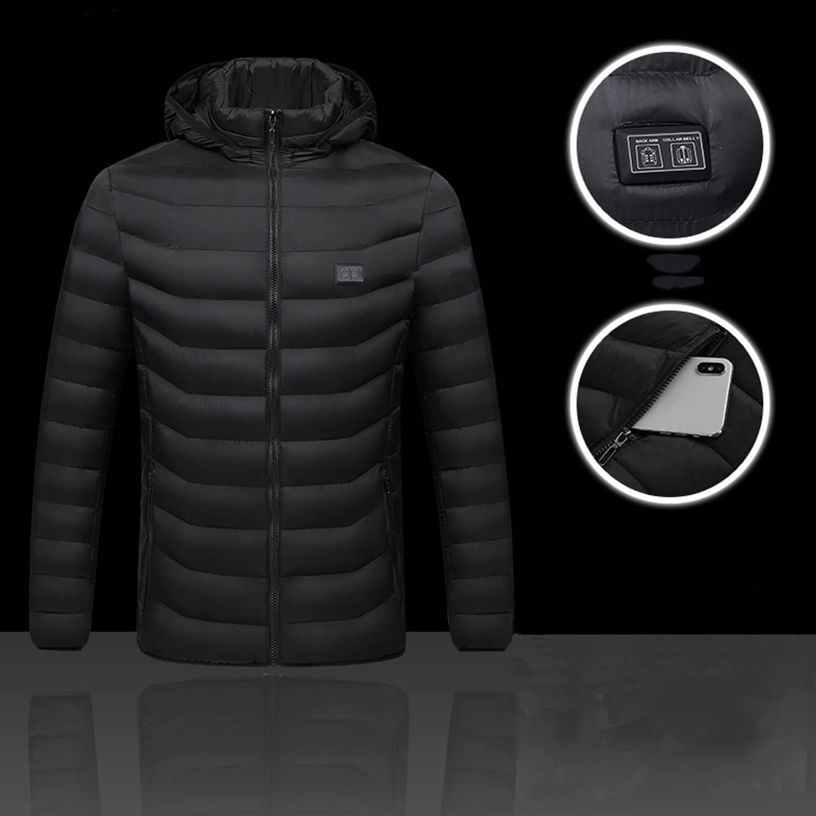 Giacca Trapuntata Da Uomo Piumino Con Cappuccio Giacca Militare Parka Mezza Stagione Inverno Caldo Spesso Maglioni All'aperto - Giacca Caldo Antivento Inverno Fodera Esterno Giacca Uomo, Le Noir, L