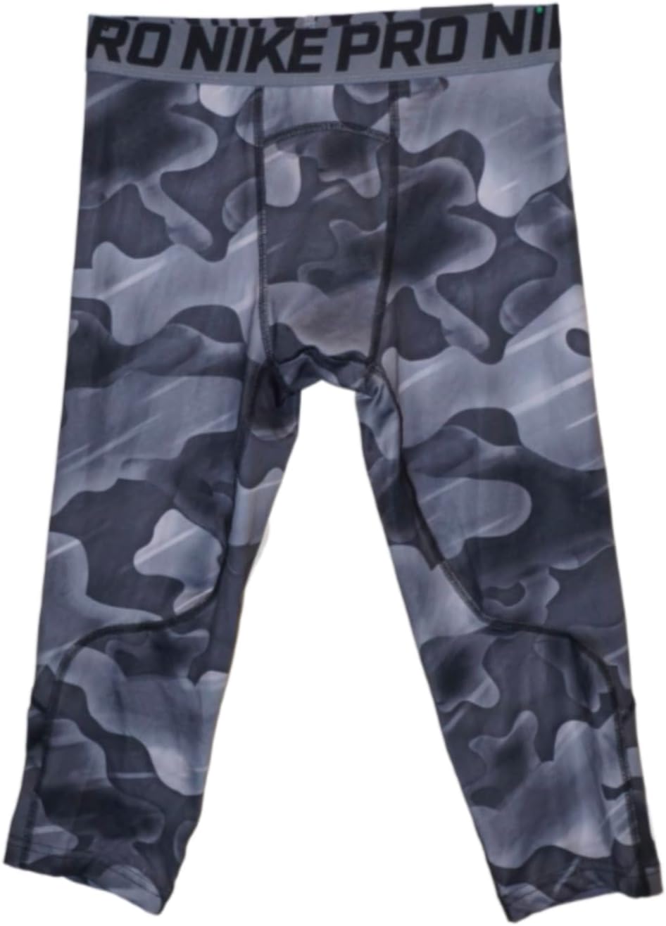 Nike Pro Boys Camo Print Tights 3/4 Length Large Black/Gray