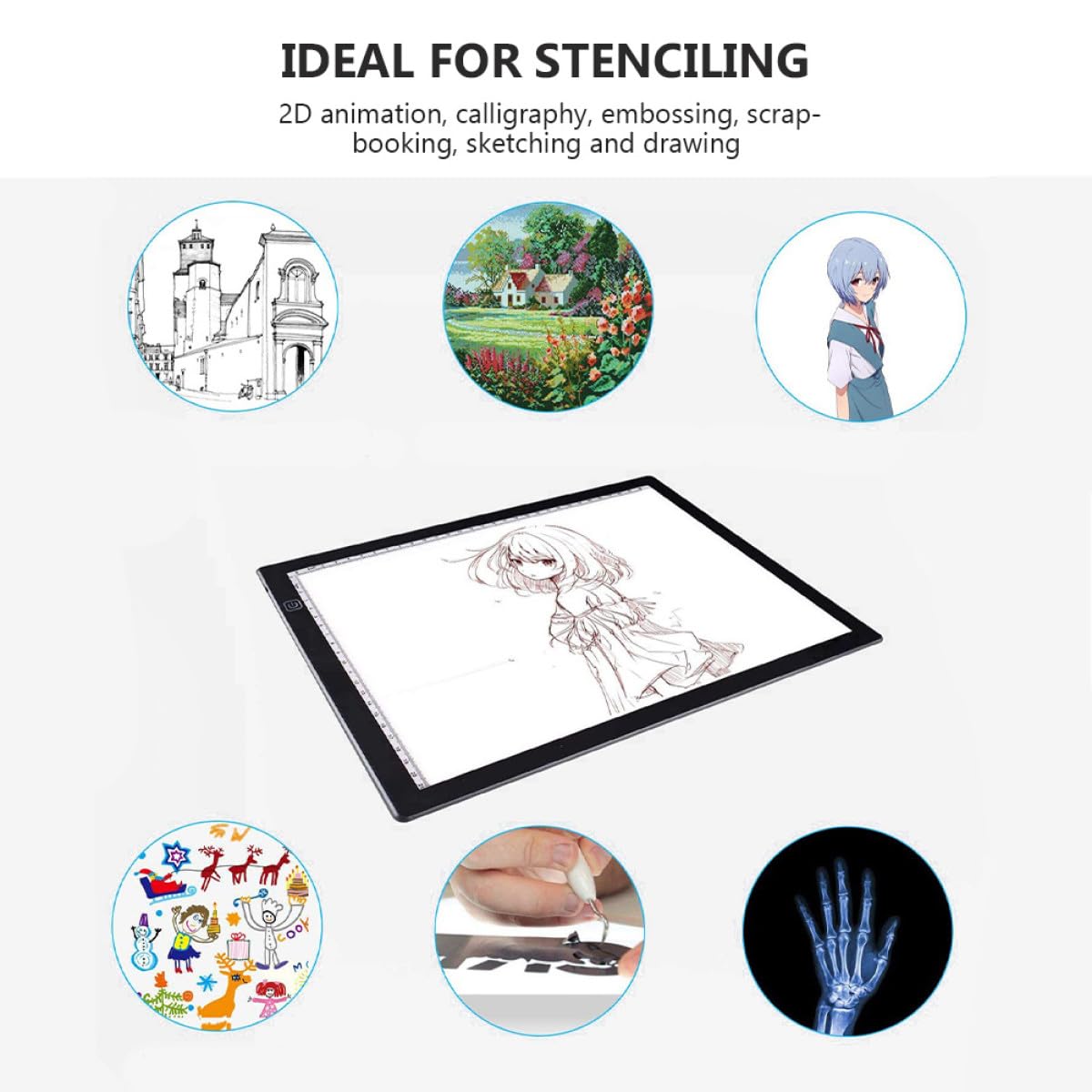 TEMPNAP Planche à Dessin Lumineuse A4 LED Magnétique avec Surface Acrylique Mate, Design Innovant, Poids Léger et Règle Intégrée pour Dessin et Animation 2d