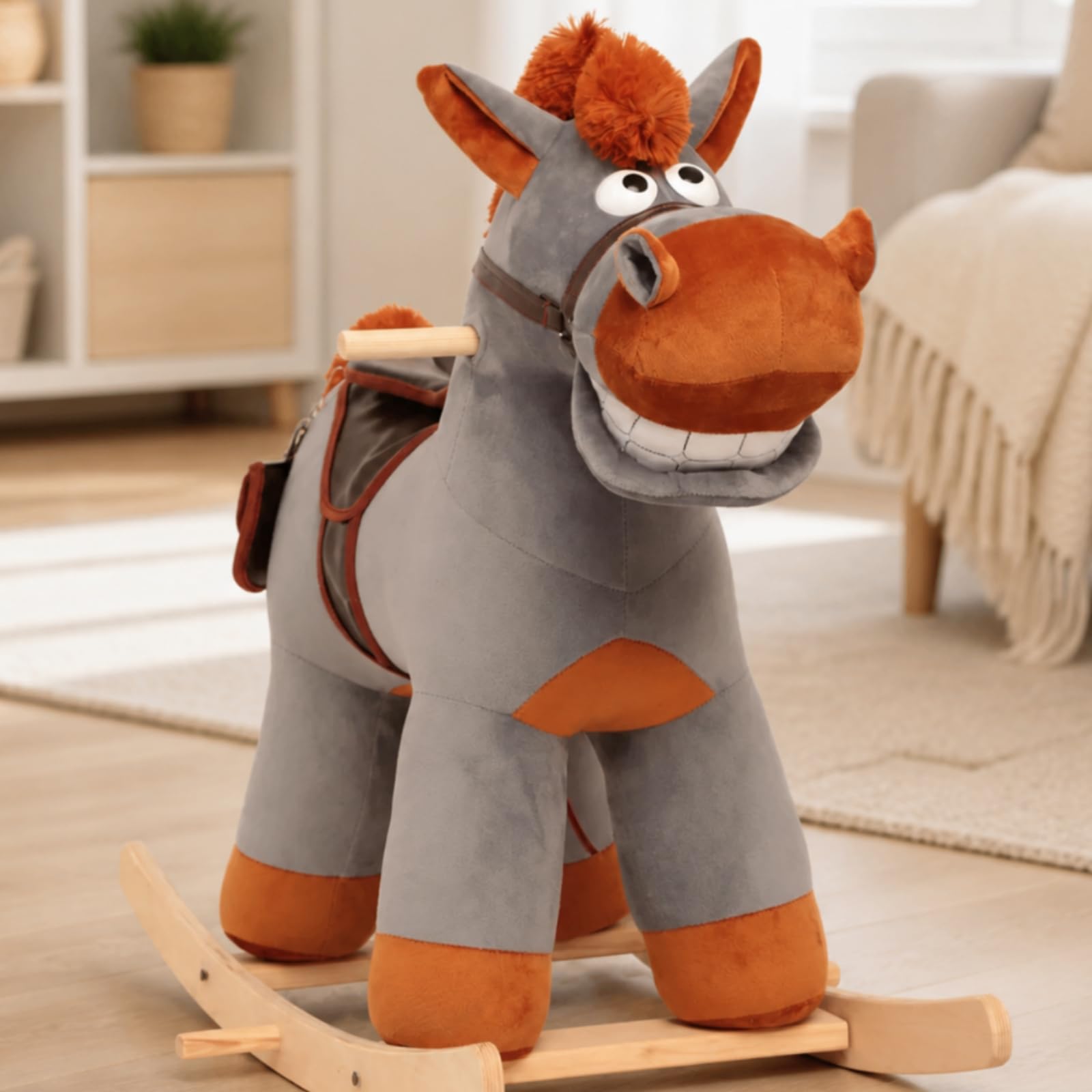 Cavallo a con Maniglie Imbottito, Grigio