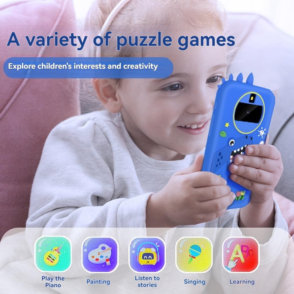 Smartphone Educativo per Bambini con Touchscreen e Lettore Musicale MP3, Doppia Fotocamera per Selfie, Inclusa Scheda da 32GB, Imparare Giocando.