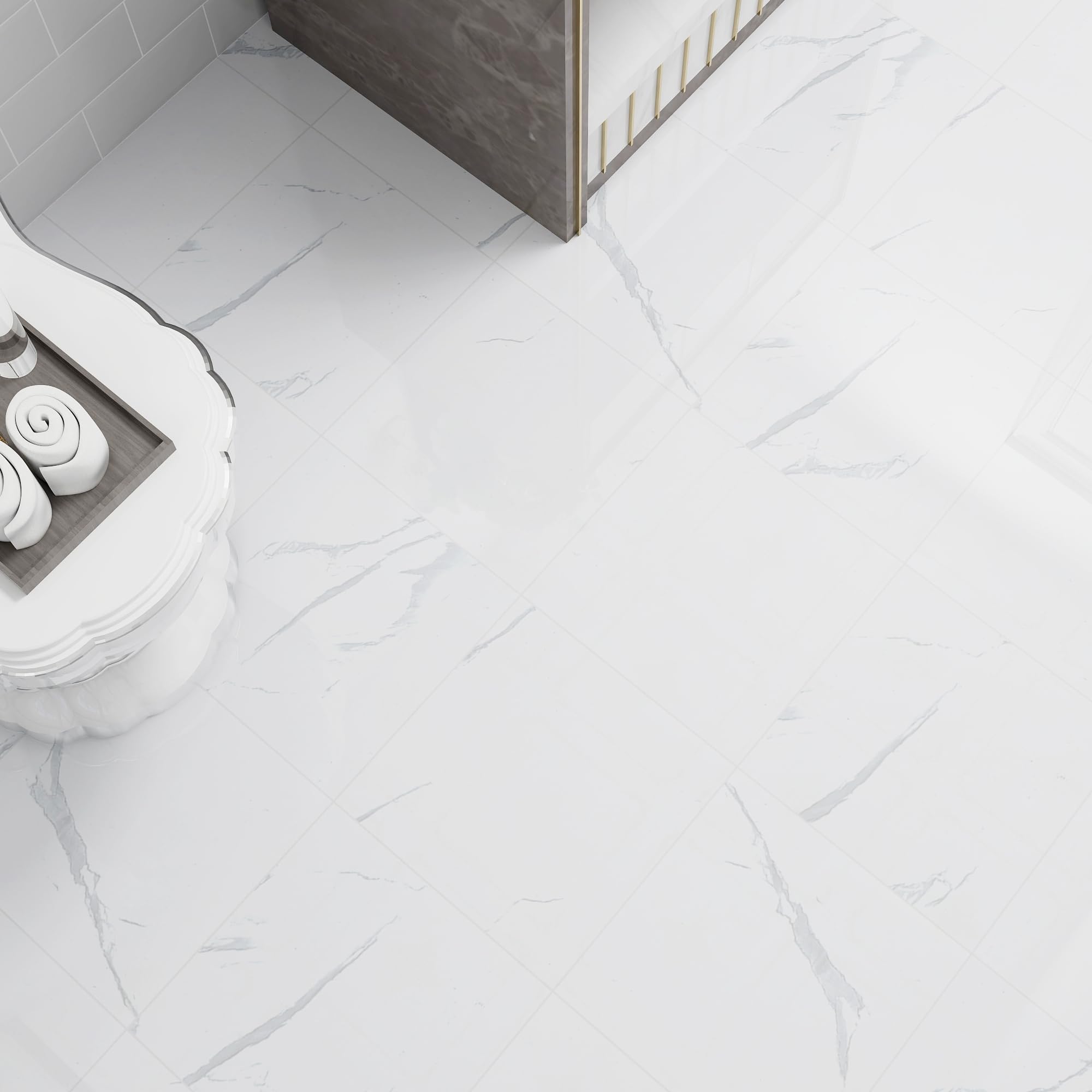 Amazon.co.jp: YukaSPC: フロアタイル 大理石調 光沢