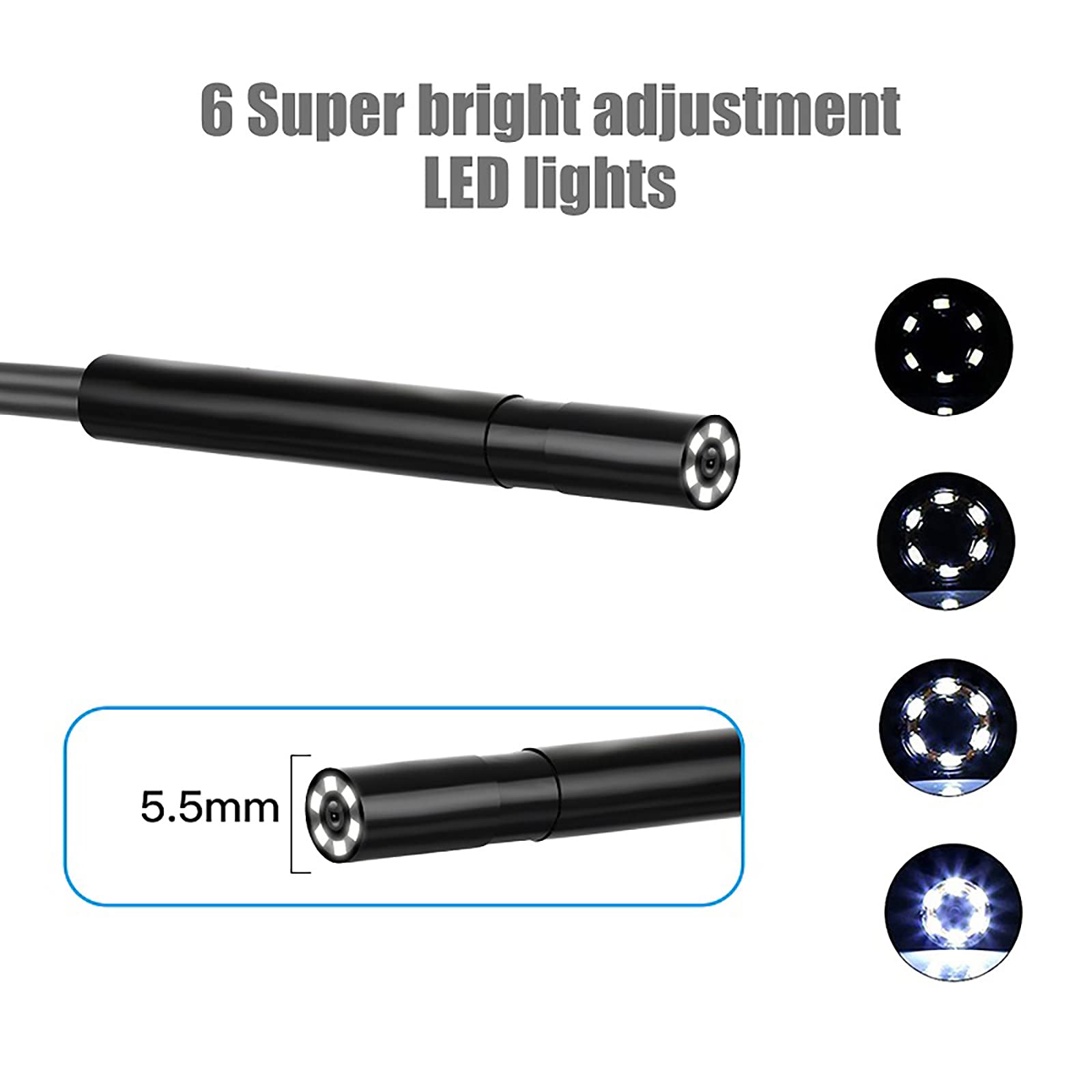 ERNZI Endoscopio 1080P HD Telecamera di ispezione per endoscopio IP67 Telecamera impermeabile per serpenti con 6 luci a LED, schermo LCD da 4,3 pollici, cavo semirigido da 5 m,Blu,10M