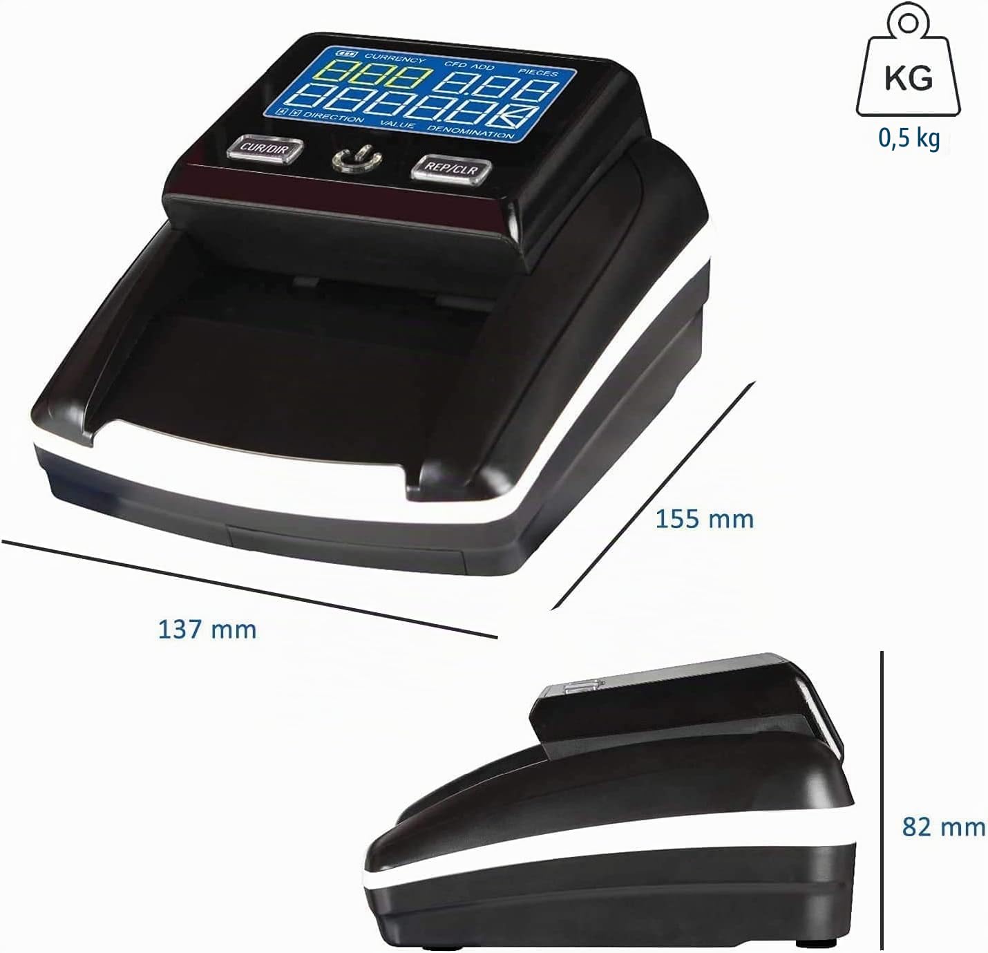 SQUADO Détecteur de Faux Billets, vérification de Faux Billets en Euros, avec Batterie Rechargeable et Compteur de Billets de Banque Portable, détecteur d'argent