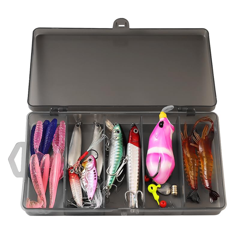 Soft Fishing Lures for Bass, Soft Paddle Tail Fishing Swimbaits Lures, Fishing Baits Kit with Box for Fishing Trout Redfish Freshwater Saltwater