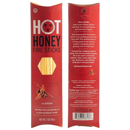 Miniatura 8 de Palitos de Miel Caliente de Savannah Bee Company 100% Miel Pura Infundida con Miel de Flores Silvestres Dulce - Calor de Pimientos Scotch Bonnet y