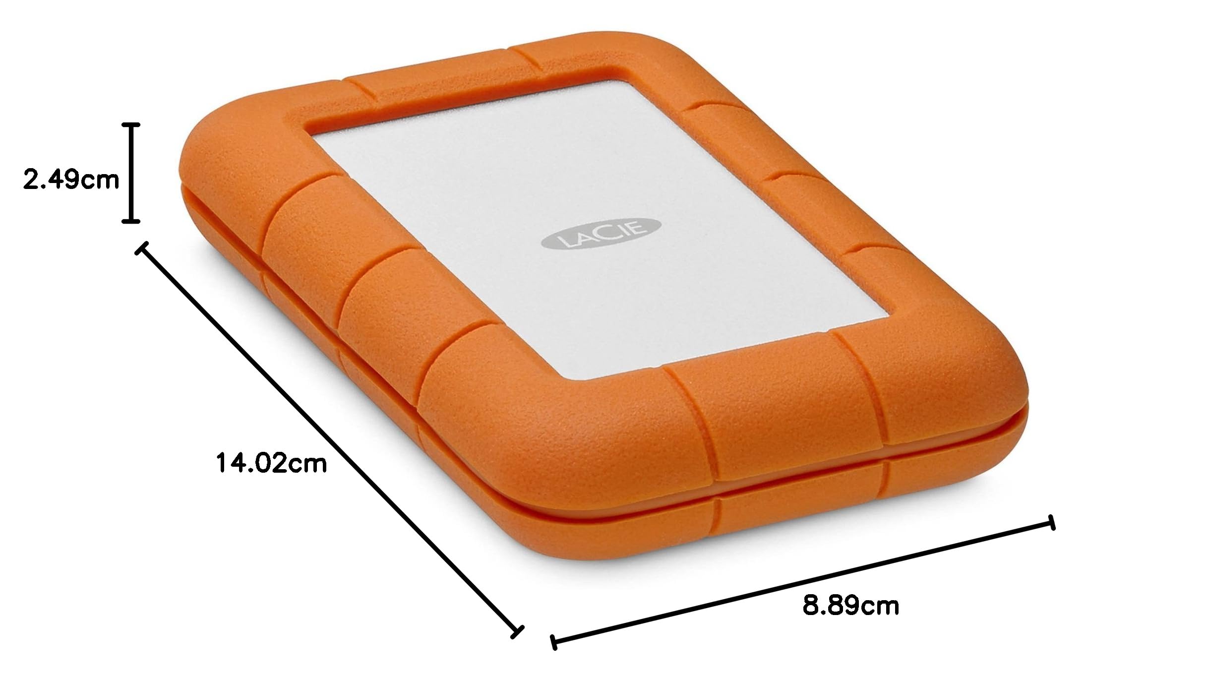 LaCie Rugged Thunderbolt USB-C - Disco Duro Externo portátil de 2 TB, Compatible con USB 3.0, Resistente al Agua, Resistente al Agua, estación de Trabajo para computadora Mac y PC, 1 Mes Adobe CC