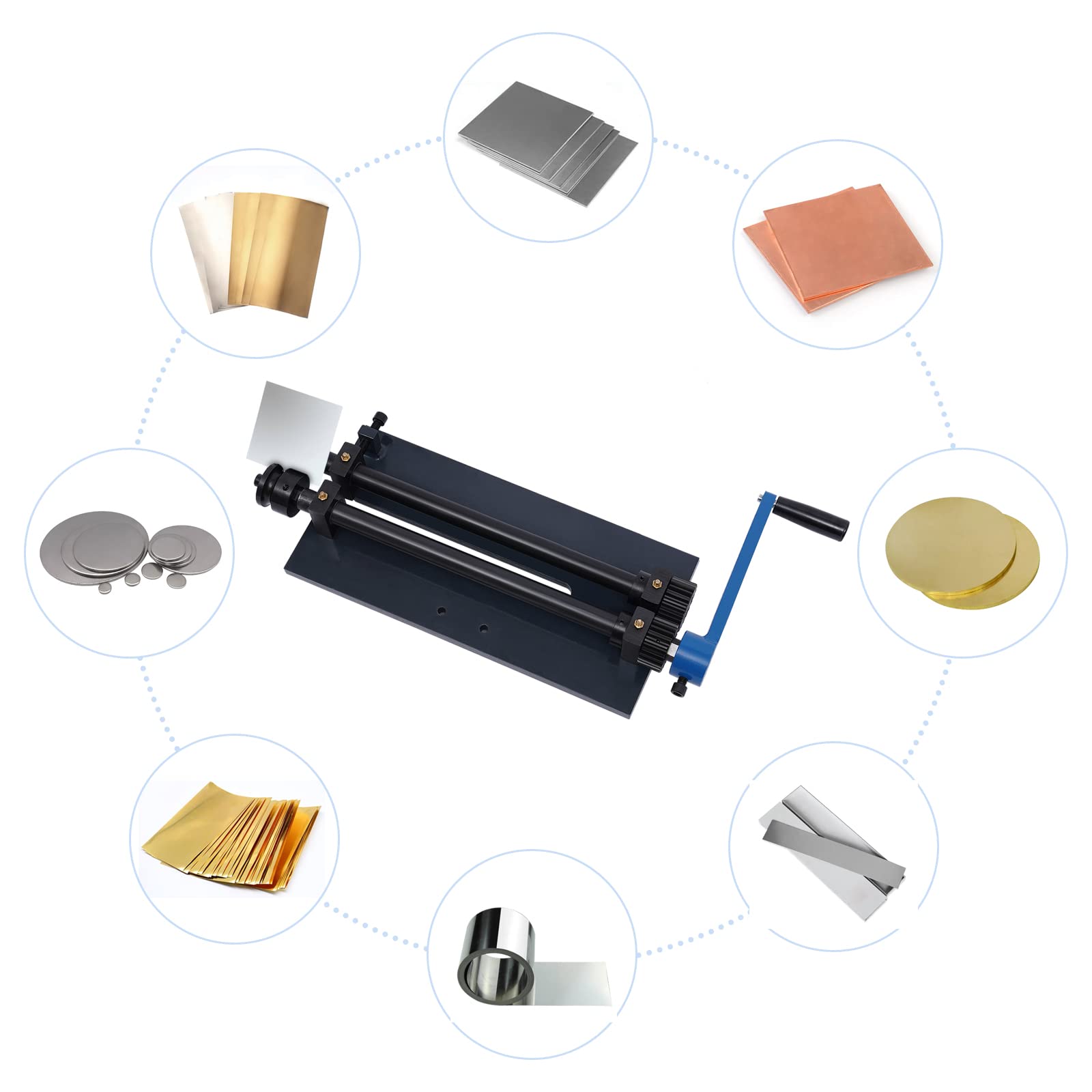 Sheet Metal Bead Roller Machine, 12Inch Throat Depth Manual Crimping Machine, Heavy Duty Bending Machine with 6 Dies Set RM12 Gear Drive Bench Tool Kit for Car Floors Trunk Floors Automotive Industry