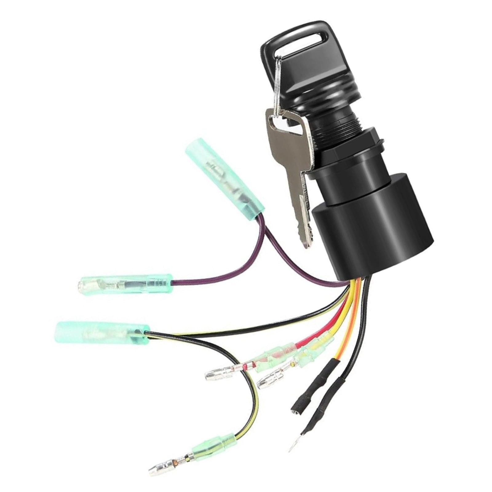 MIYIMORE Boat Ignition Switch with Key,Fit Mercury Mariner Outboard Motor Control Box with 2 Keys 3 Position(Off-Run-Start) 6 Wire Connector,Replace